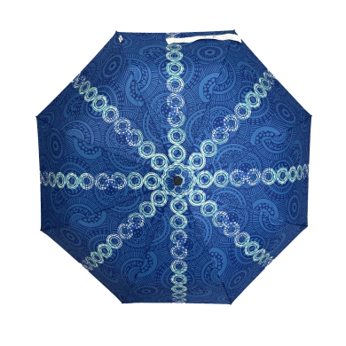Annie Phillips Circles Folding Umbrella Blue