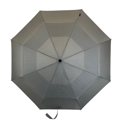 Gents Auto Compact Umbrella Grey (Wood effect/Matt ABS handle)
