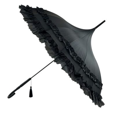 Soake Boutique Frilled Pagoda Umbrella in Black