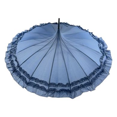 Boutique Frilled Pagoda Umbrella in Navy