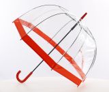 Everyday Clear Vinyl Dome Umbrella Red